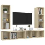 4 Piece Wall-mounted TV Cabinet Set Sonoma Oak Engineered Wood