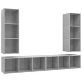 4 Piece Wall-mounted TV Cabinet Set Concrete Grey Engineered Wood