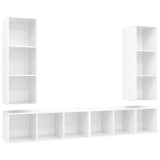 4 Piece Wall-mounted TV Cabinet Set High Gloss White Engineered Wood - Front View