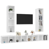4 Piece Wall-mounted TV Cabinet Set White Engineered Wood - Side View