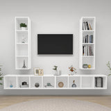 4 Piece Wall-mounted TV Cabinet Set White Engineered Wood