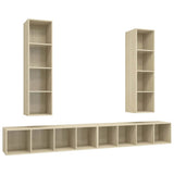 4 Piece Wall-mounted TV Cabinet Set Sonoma Oak Engineered Wood