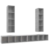 Wall-mounted TV Cabinets 4 pcs Concrete Grey Engineered Wood - Front View