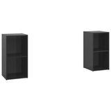 TV Cabinets 2 pcs High Gloss Black 72x35x36.5 cm Engineered Wood - Front View