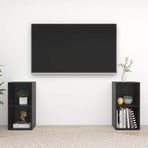 2 Piece TV Cabinet Set High Gloss Black 72x35x36,5 cm Engineered Wood