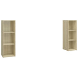 TV Cabinets 2 pcs Sonoma Oak 107x35x37 cm Engineered Wood - Front View