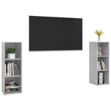 TV Cabinets 2 pcs Concrete Grey 107x35x37 cm Engineered Wood - Side View
