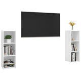 TV Cabinets 2 pcs High Gloss White 107x35x37 cm Engineered Wood - Side View