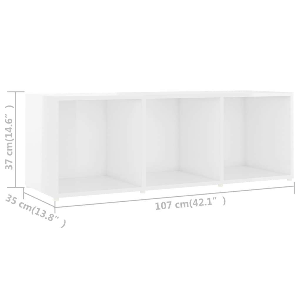 TV Cabinets 2 pcs High Gloss White 107x35x37 cm Engineered Wood