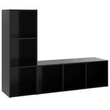 TV Cabinets 2 pcs Black 107x35x37 cm Engineered Wood