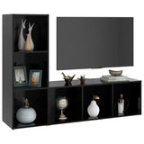 TV Cabinets 2 pcs Black 107x35x37 cm Engineered Wood