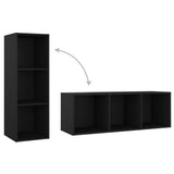 TV Cabinets 2 pcs Black 107x35x37 cm Engineered Wood