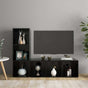 2 Piece TV Cabinet Set Black 107x35x37 cm Engineered Wood