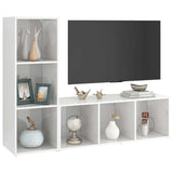 2 Piece TV Cabinet Set High Gloss White 107x35x37 cm Engineered Wood - Side View