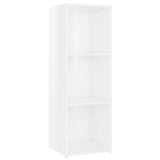 2 Piece TV Cabinet Set High Gloss White 107x35x37 cm Engineered Wood