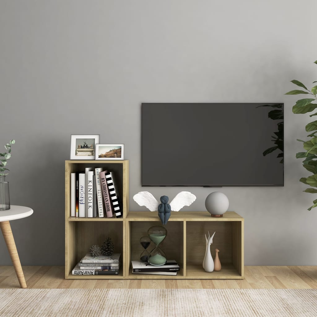 TV Cabinets 2 pcs Sonoma Oak 72x35x36.5 cm Engineered Wood