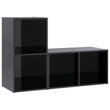 2 Piece TV Cabinet Set High Gloss Black 72x35x36,5 cm Engineered Wood