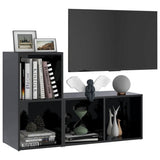 2 Piece TV Cabinet Set High Gloss Black 72x35x36,5 cm Engineered Wood