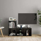 2 Piece TV Cabinet Set High Gloss Black 72x35x36,5 cm Engineered Wood