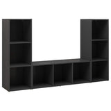 3 Piece TV Cabinet Set Black 107x35x37 cm Engineered Wood
