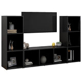 3 Piece TV Cabinet Set Black 107x35x37 cm Engineered Wood - Side View