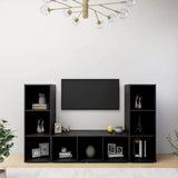 3 Piece TV Cabinet Set Black 107x35x37 cm Engineered Wood