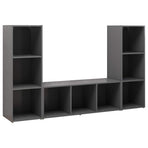 3 Piece TV Cabinet Set Grey 107x35x37 cm Engineered Wood