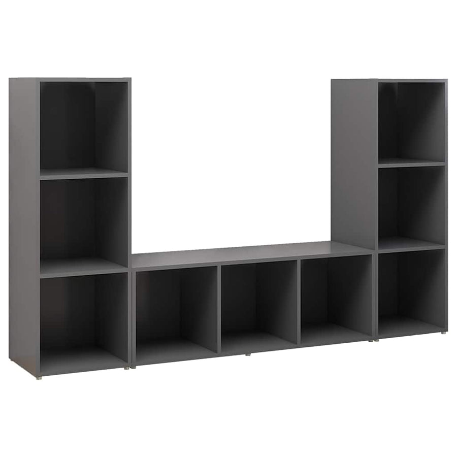 3 Piece TV Cabinet Set Grey 107x35x37 cm Engineered Wood