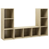 TV Cabinets 3 pcs Sonoma Oak 107x35x37 cm Engineered Wood - Front View