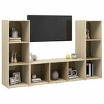 3 Piece TV Cabinet Set Sonoma Oak 107x35x37 cm Engineered Wood