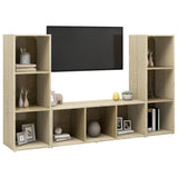 TV Cabinets 3 pcs Sonoma Oak 107x35x37 cm Engineered Wood - Side View