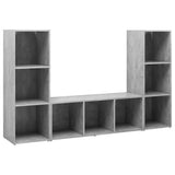 TV Cabinets 3 pcs Concrete Grey 107x35x37 cm Engineered Wood - Front View