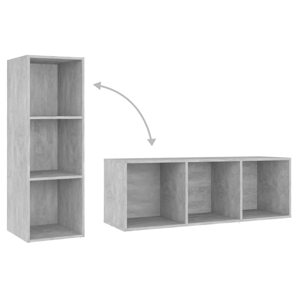 TV Cabinets 3 pcs Concrete Grey 107x35x37 cm Engineered Wood
