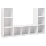 3 Piece TV Cabinet Set High Gloss White 107x35x37 cm Engineered Wood
