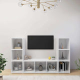 3 Piece TV Cabinet Set High Gloss White 107x35x37 cm Engineered Wood