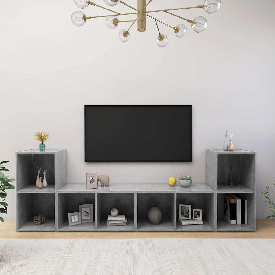 4 Piece TV Cabinet Set Concrete Grey 72x35x36,5 cm Engineered Wood