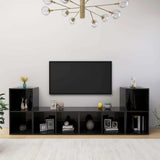 4 Piece TV Cabinet Set High Gloss Black 72x35x36,5 cm Engineered Wood