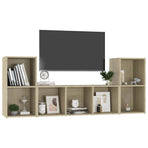 3 Piece TV Cabinet Set Sonoma Oak Engineered Wood