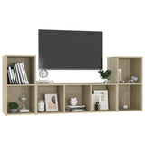 3 Piece TV Cabinet Set Sonoma Oak Engineered Wood - Side View