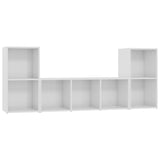 3 Piece TV Cabinet Set High Gloss White Engineered Wood - Front View