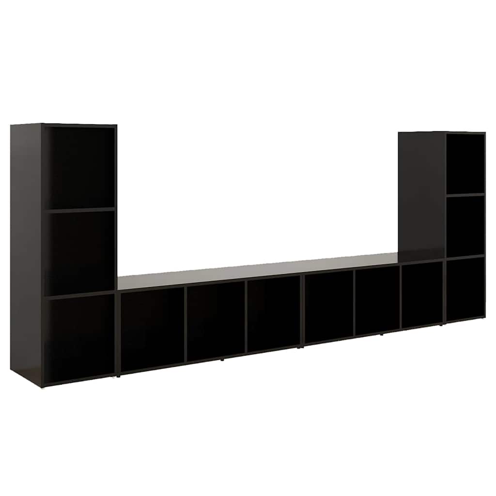 4 Piece TV Cabinet Set Black 107x35x37 cm Engineered Wood