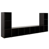 4 Piece TV Cabinet Set Black 107x35x37 cm Engineered Wood