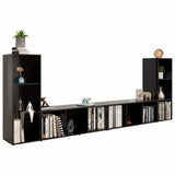 4 Piece TV Cabinet Set Black 107x35x37 cm Engineered Wood - Side View