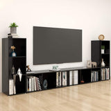 4 Piece TV Cabinet Set Black 107x35x37 cm Engineered Wood
