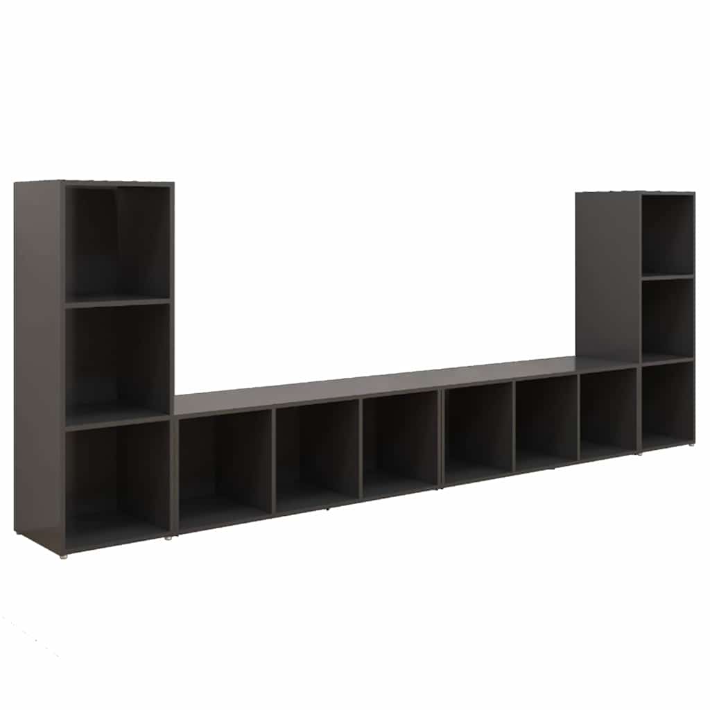 4 Piece TV Cabinet Set Grey 107x35x37 cm Engineered Wood