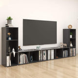 4 Piece TV Cabinet Set Grey 107x35x37 cm Engineered Wood