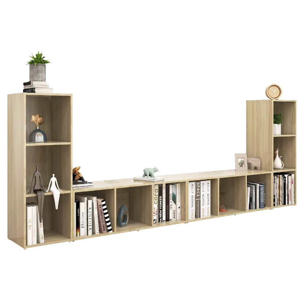 4 Piece TV Cabinet Set Sonoma Oak 107x35x37 cm Engineered Wood