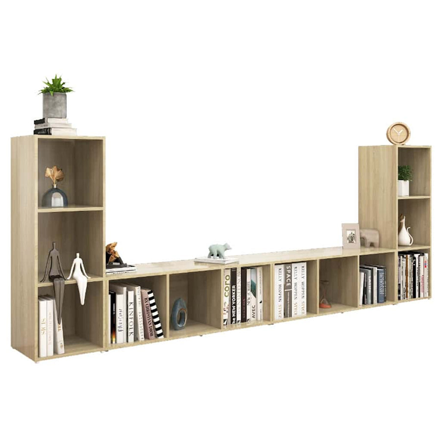 4 Piece TV Cabinet Set Sonoma Oak 107x35x37 cm Engineered Wood