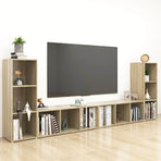 4 Piece TV Cabinet Set Sonoma Oak 107x35x37 cm Engineered Wood