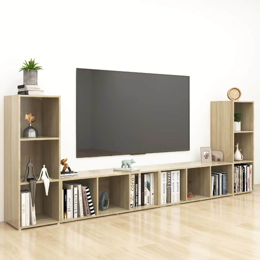 4 Piece TV Cabinet Set Sonoma Oak 107x35x37 cm Engineered Wood
